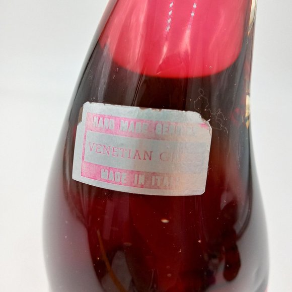 Large Venetian Glass Rooster Cranberry Red Clear Italian Murano Chicken 14 Inch - Picture 7 of 15